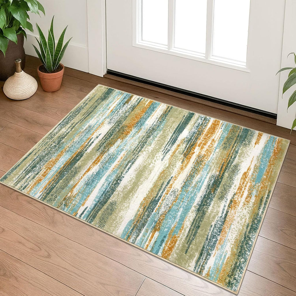 Lansny Abstract 2x3 Area Rug Small Washable Entryway Rug Non Slip Door Mat