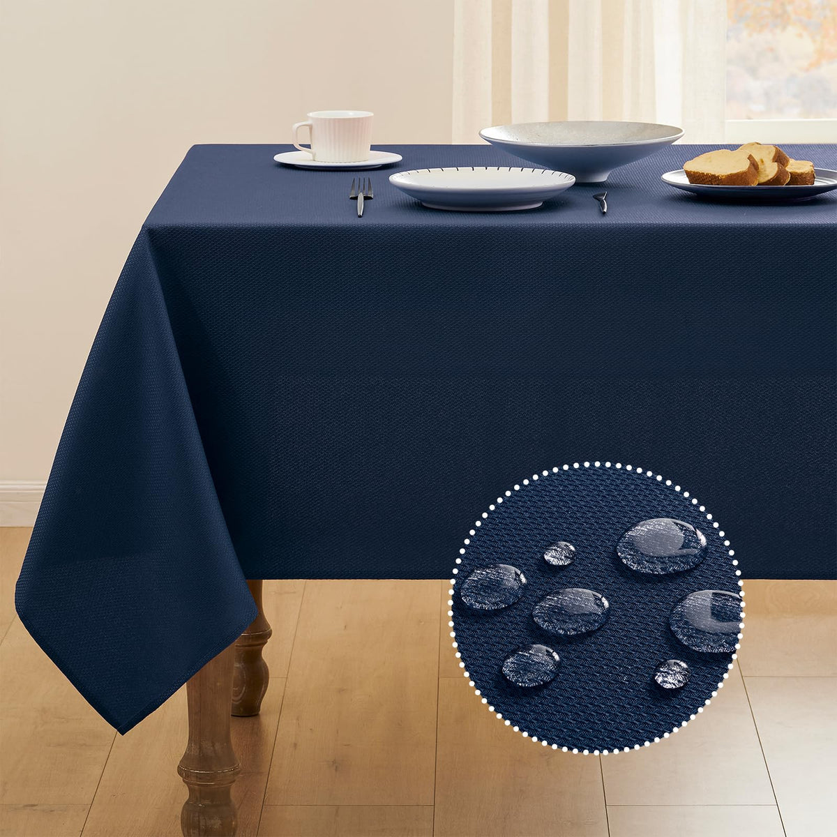 Veblandy Textured Tablecloth Rectangle Waterproof Table Cloth, Washable Table Cover Wrinkle Free Fabric Tabletop Decoration for Kitchen, Dining, Wedding, Parties, 60 x 104 Inch, Red