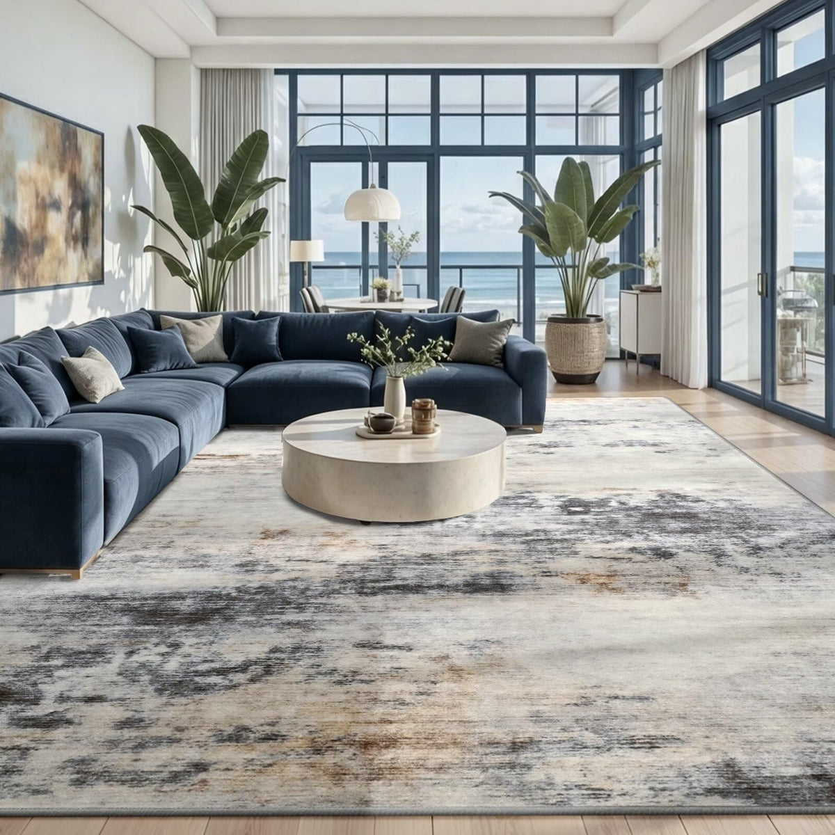 Toneed 4'x6' Washable Area Rugs for Bedroom Living Room, 48"x72" Grey