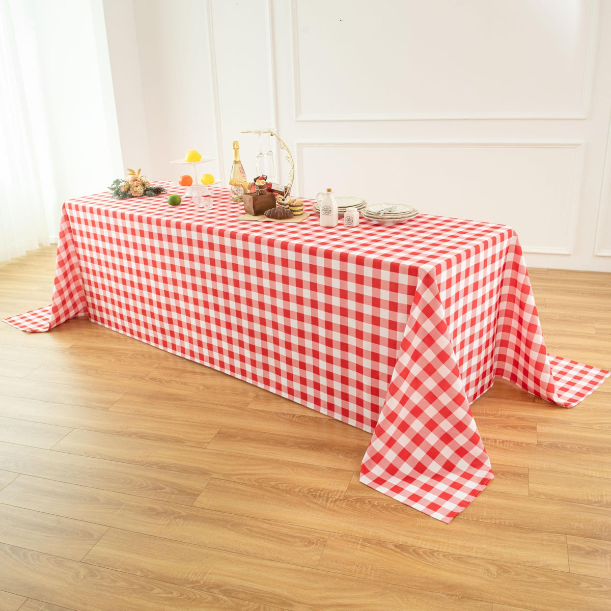 Waterproof Checkered Tablecloth Fabric - Rectangle 58x84 Inch Classic Gingham Buffalo Plaid Table Cloth for Indoor/Outdoor Use - Washable Table Cover for Kitchen, BBQs, and Parties