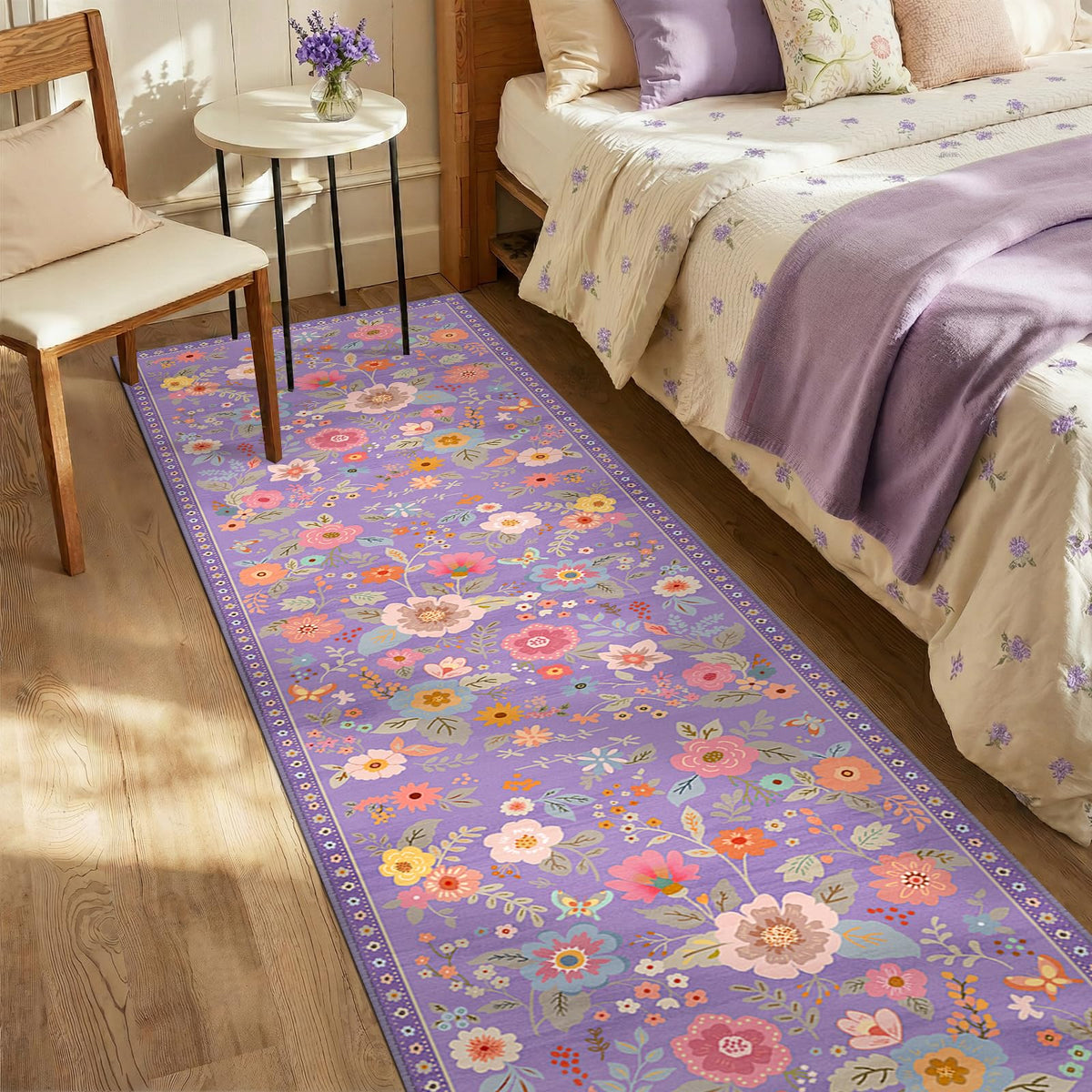 RELEANY Floral Washable 5x7 Area Rugs Black