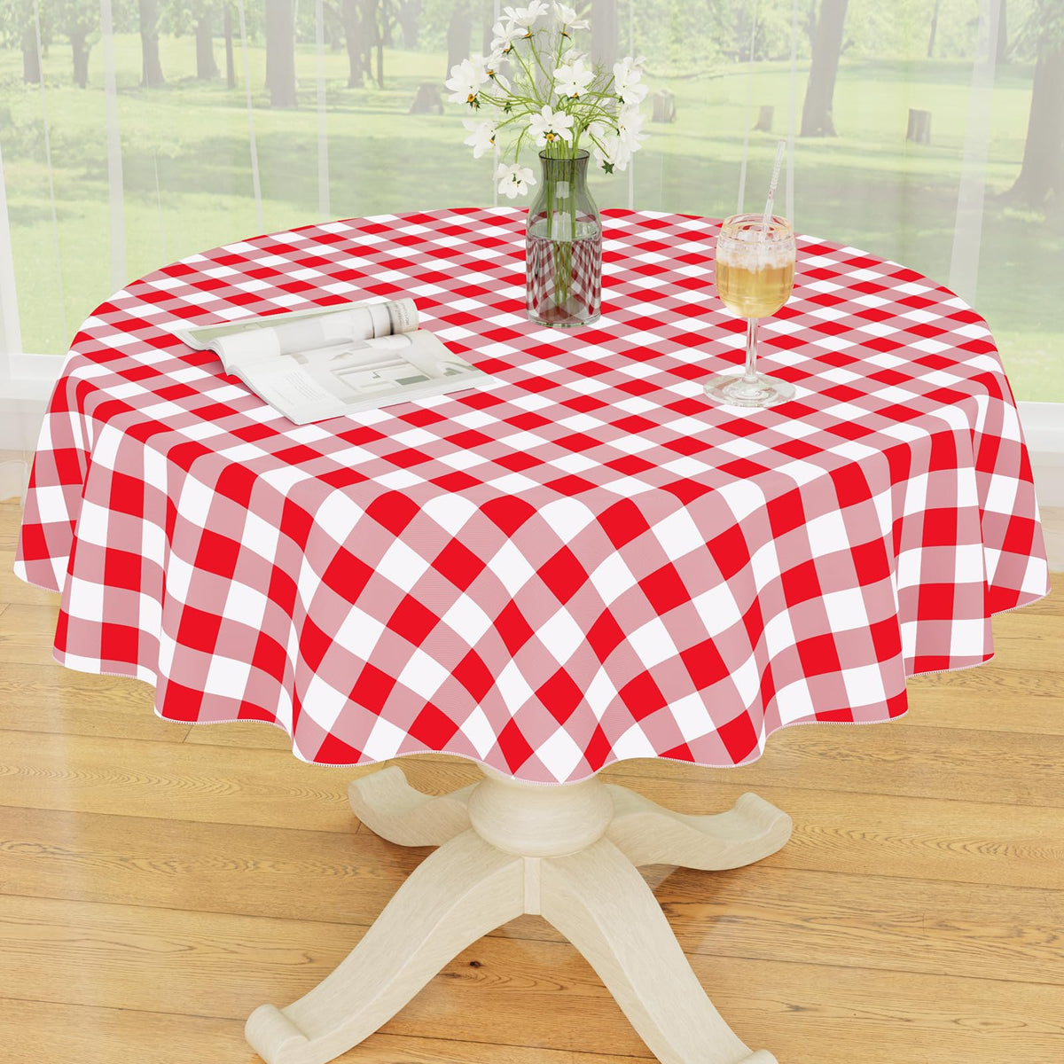 Smiry Picnic Table Cloth, Vinyl Tablecloths with Flannel Backing, 60"x84"