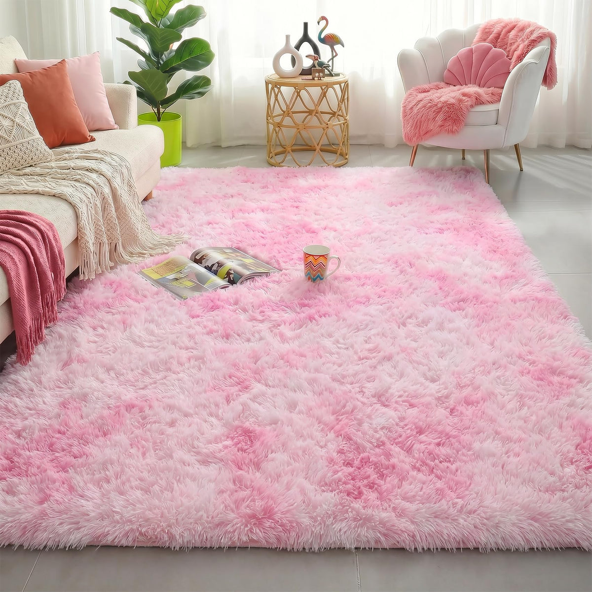 Amdrebio Grass Green Fluffy Area Rug 4x6 for Bedroom Classroom Living Room