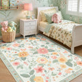 RELEANY Floral Washable 5x7 Area Rugs Black