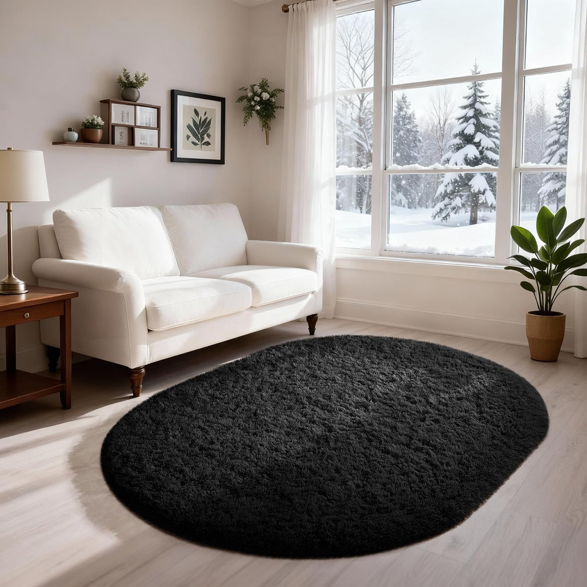 Ophanie Area Rugs for Bedroom, Christmas Upgrade Non-Slip Ivory Fluffy Soft Shag Living Room Carpet, Indoor Floor 4x6 Fuzzy Shaggy Plush Nursery Rug for Kids Dorm Decor with Over 99 pcs Pile fibers
