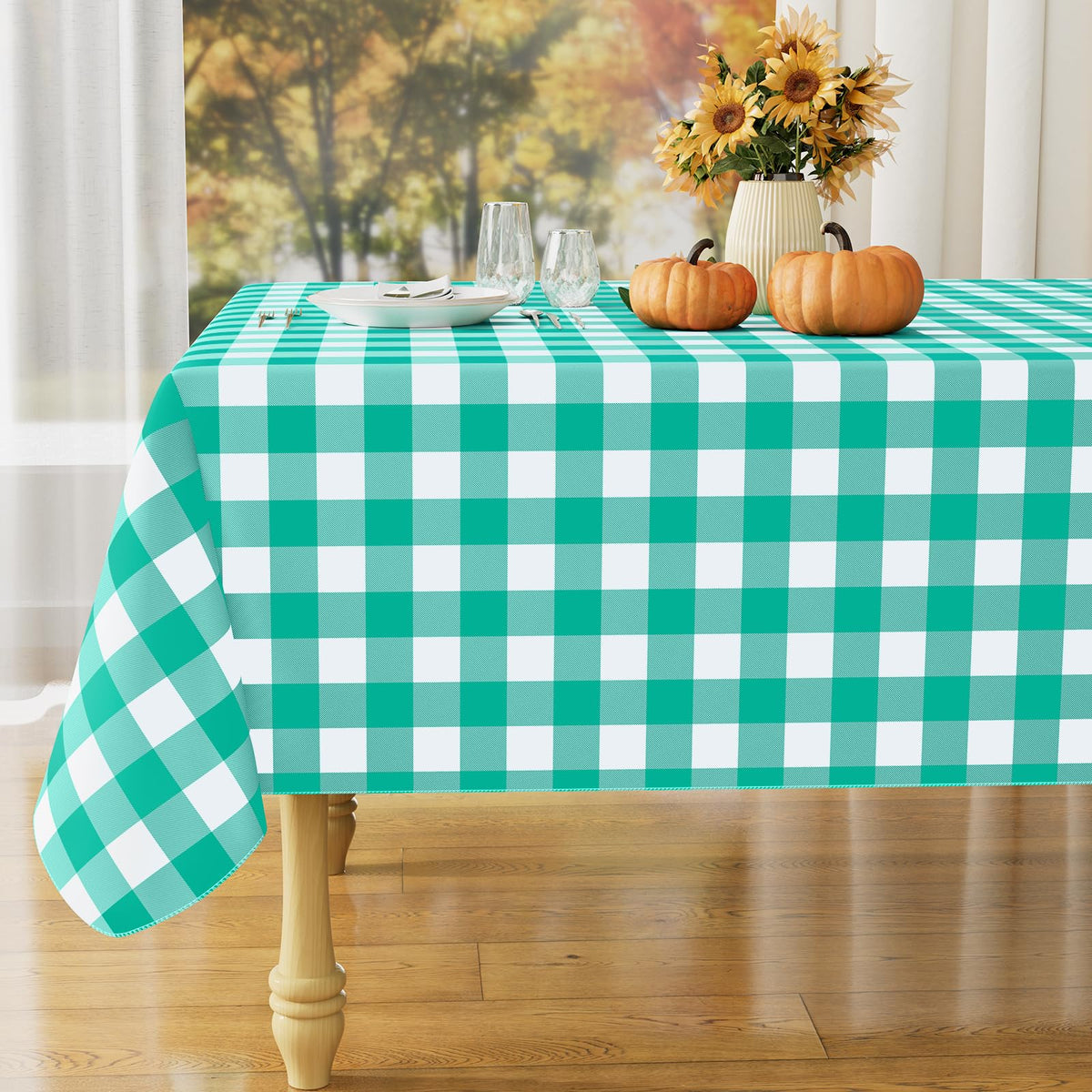 misaya Rectangular Waterproof Vinyl Table Cloth, Flannel Backed Tablecloth