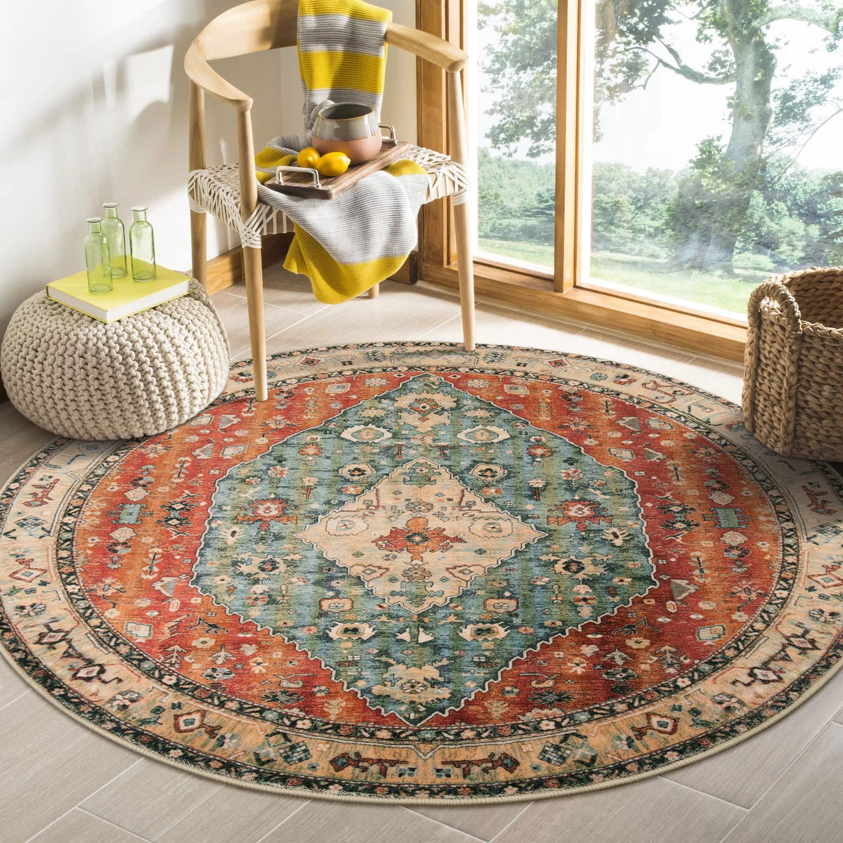 Lahome Felice Boho Tribal 2x3 Washable Small Rugs for Entryway Doormat Indoor Entrance, Throw Rugs with Rubber Backing, Bohemian Soft Non-Slip Bathroom Carpet for Bath Front Door Kitchen Floor