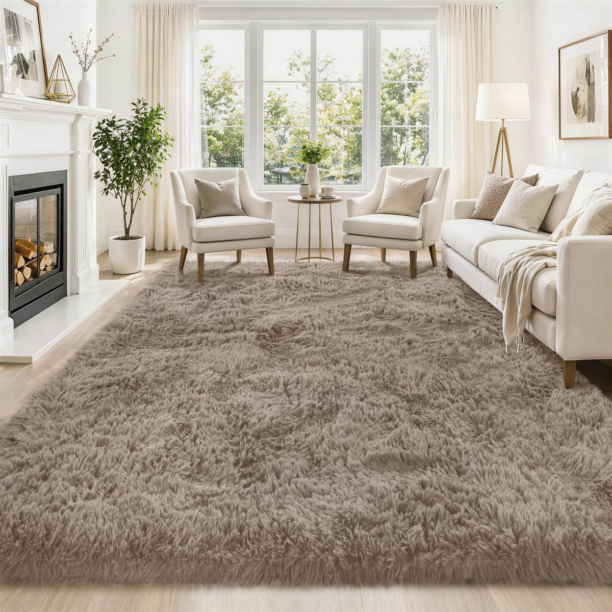 Tosuoka 5x7 Area Rugs for Living Room Bedroom, Black Rug Soft Fluffy Shag