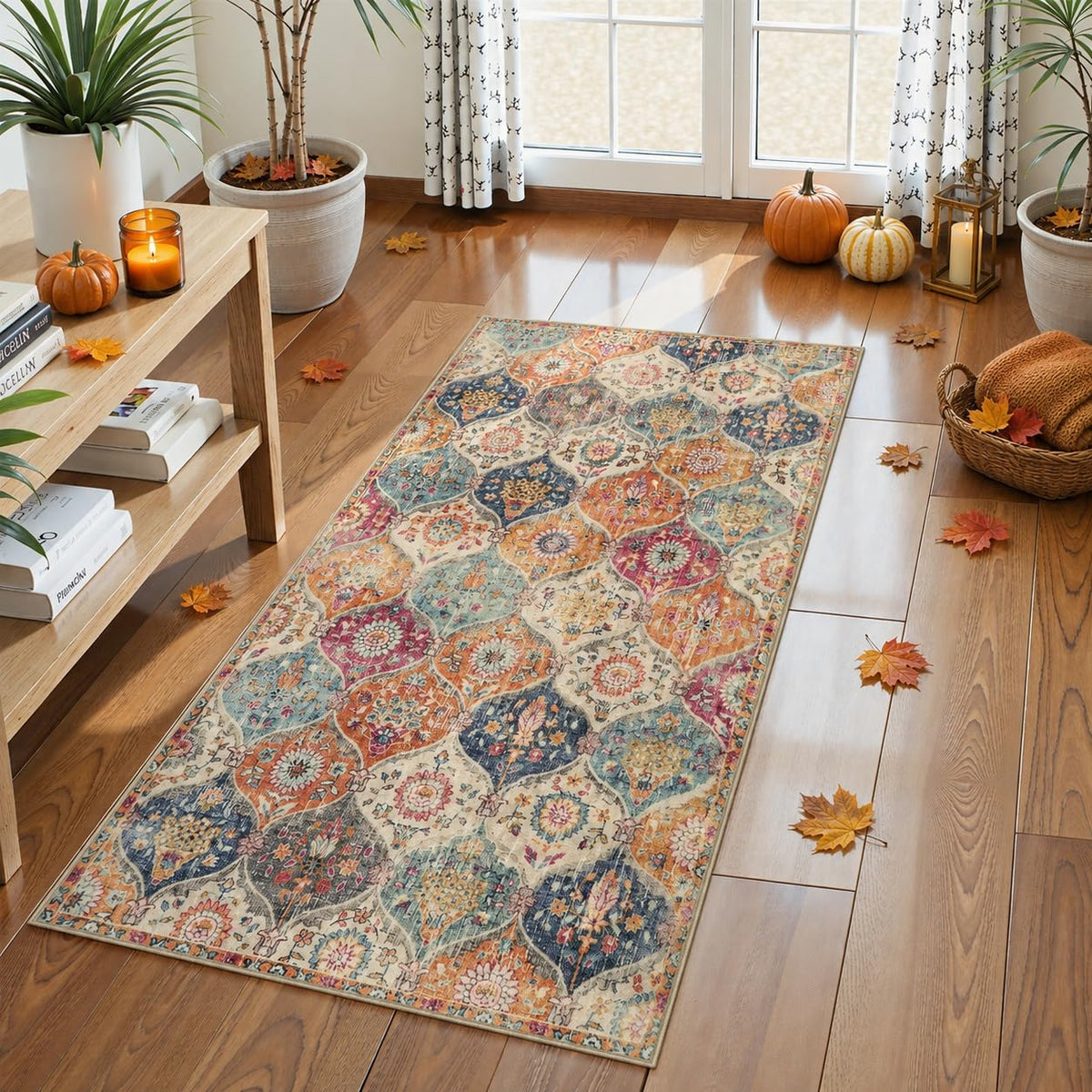Lahome Moroccan Machine Washable Rugs for Living Room, 4x6 Rug for Bedroom