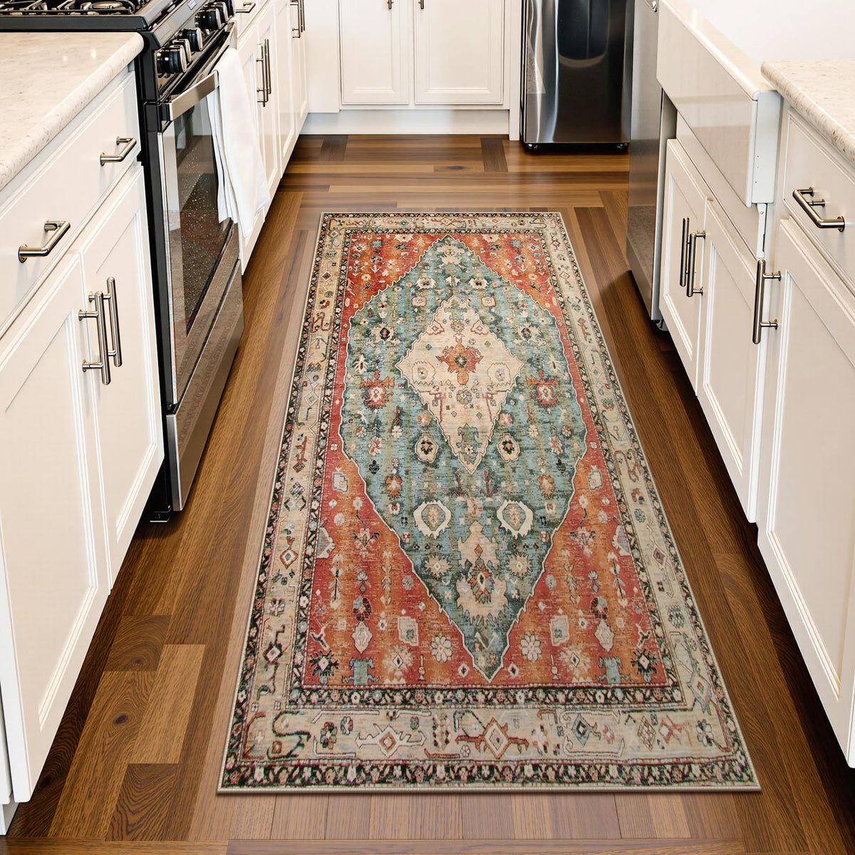 Lahome Felice Boho Tribal 2x3 Washable Small Rugs for Entryway Doormat Indoor Entrance, Throw Rugs with Rubber Backing, Bohemian Soft Non-Slip Bathroom Carpet for Bath Front Door Kitchen Floor