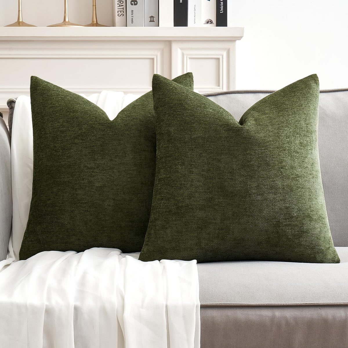 MIULEE Pack of 2 Beige Decorative Pillow Covers 18x18 Inch
