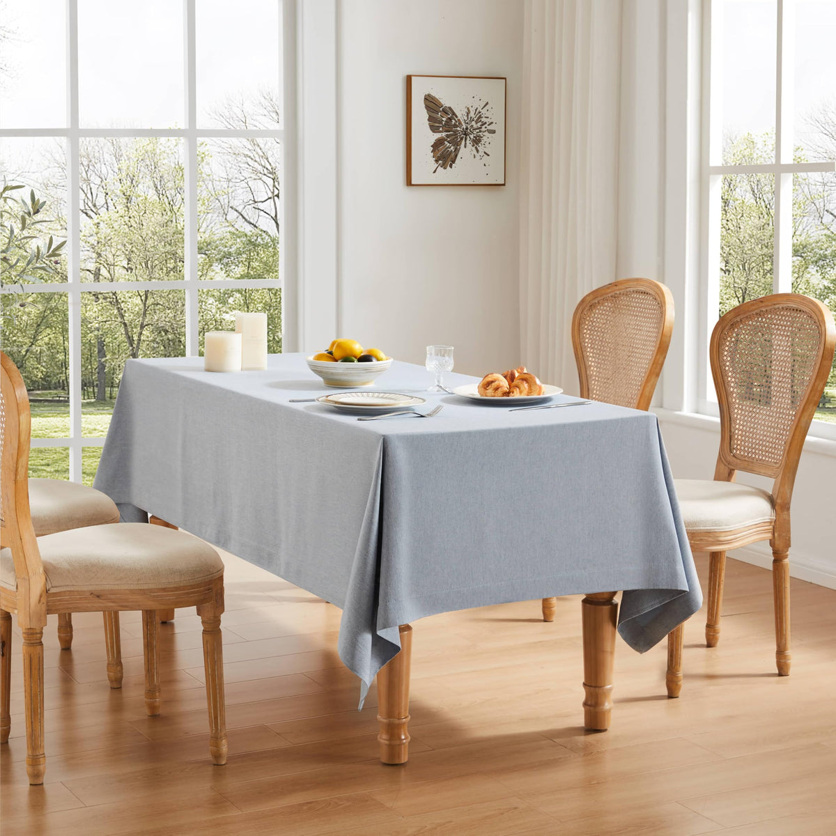 ZeeMart Linen Textured Rectangle Table Cloth, 60x104 Inch Light Tan