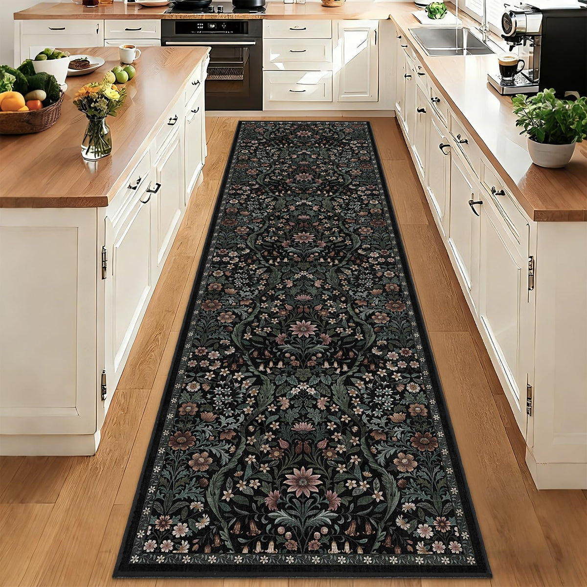 Floral Area Rug 5x7 Botanical Washable Carpet for Living Room