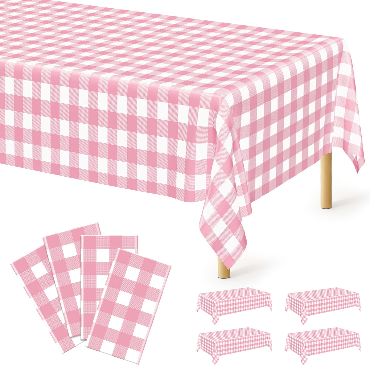 QZYL 4 Packs White Plastic Tablecloth, Large Sturdy Disposable Table Cloth