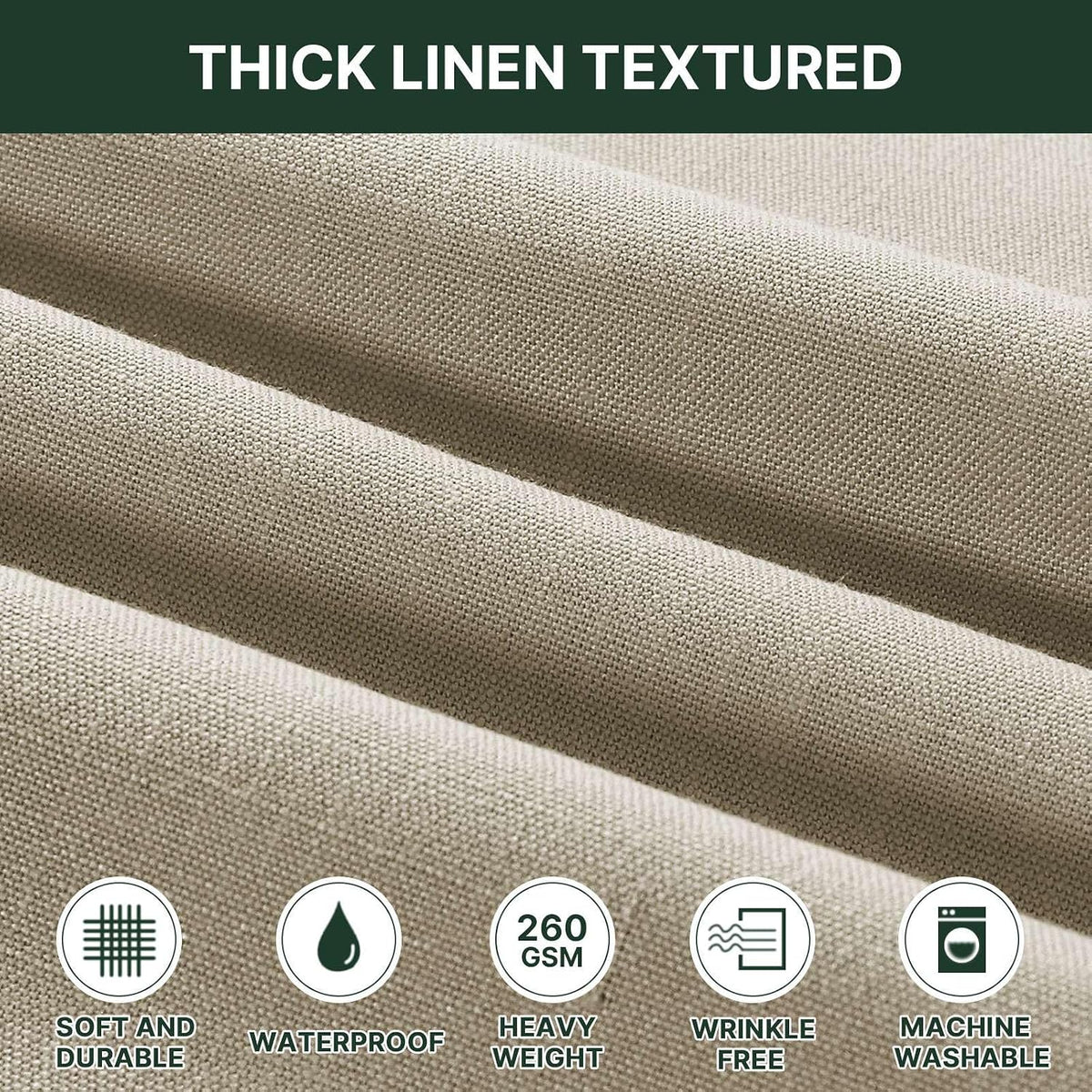 H.VERSAILTEX Linen Textured Table Cloths 60 x 120 Inch Premium Solid Tablecloth Spill-Proof Waterproof Table Cover for Dining Buffet Feature Extra Soft and Thick Fabric Wrinkle Free, Taupe