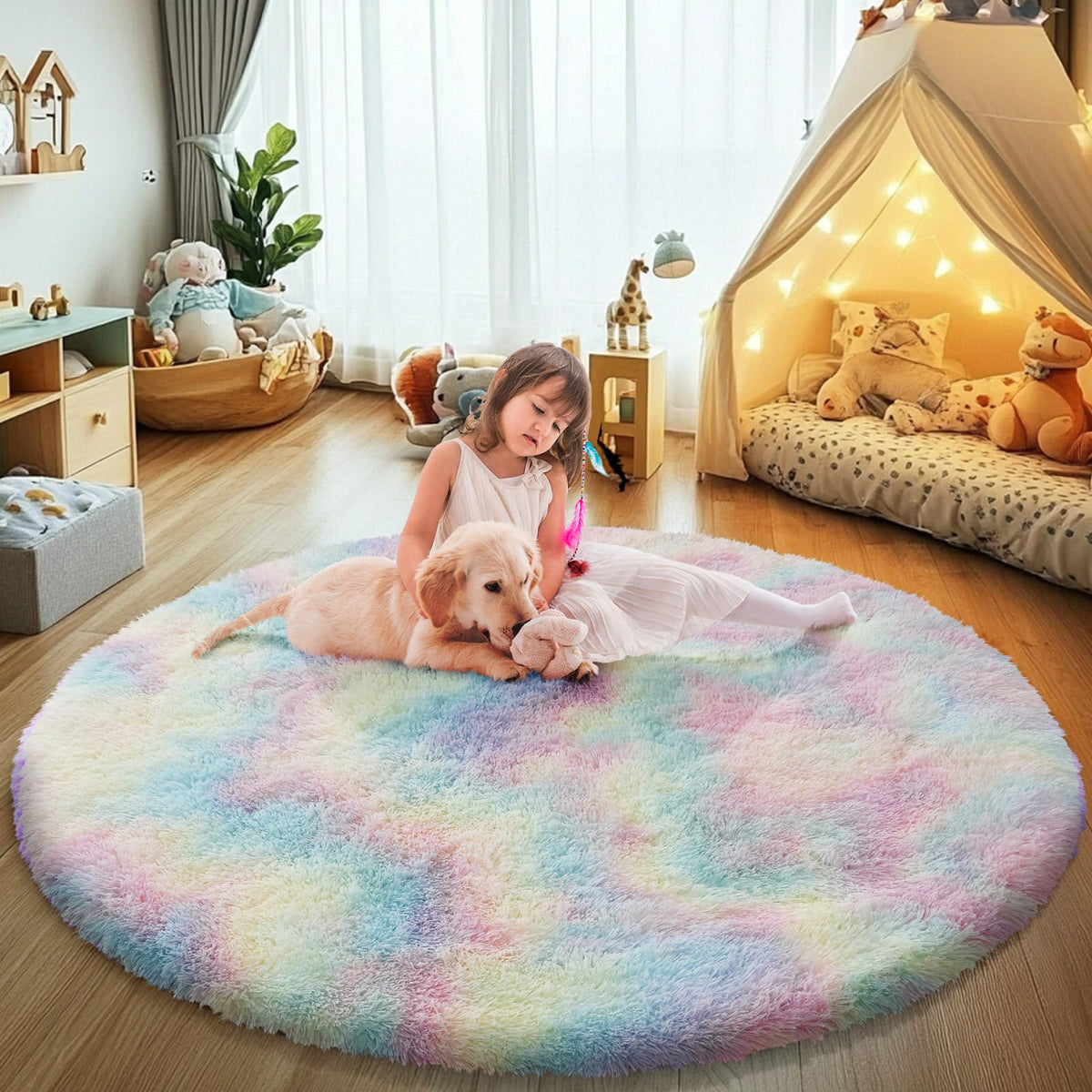 6x9 Black Fluffy Area Rug for Living Room,Large Shag Area Rugs for Bedroom