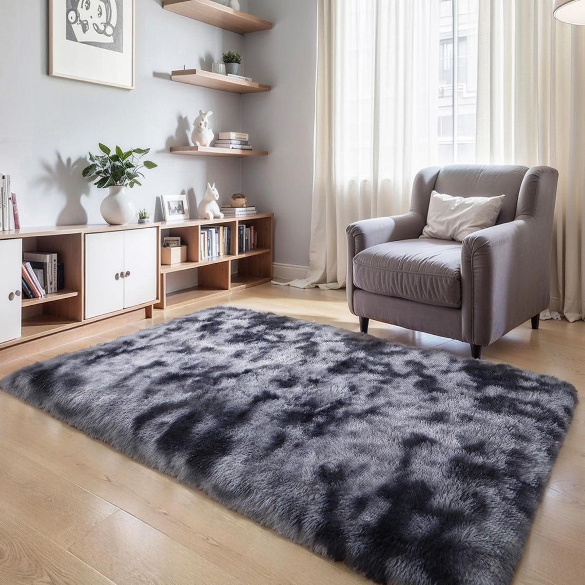 Pink Fluffy 4x6 Area Rugs for Bedroom Girls, Plush Washable Carpet