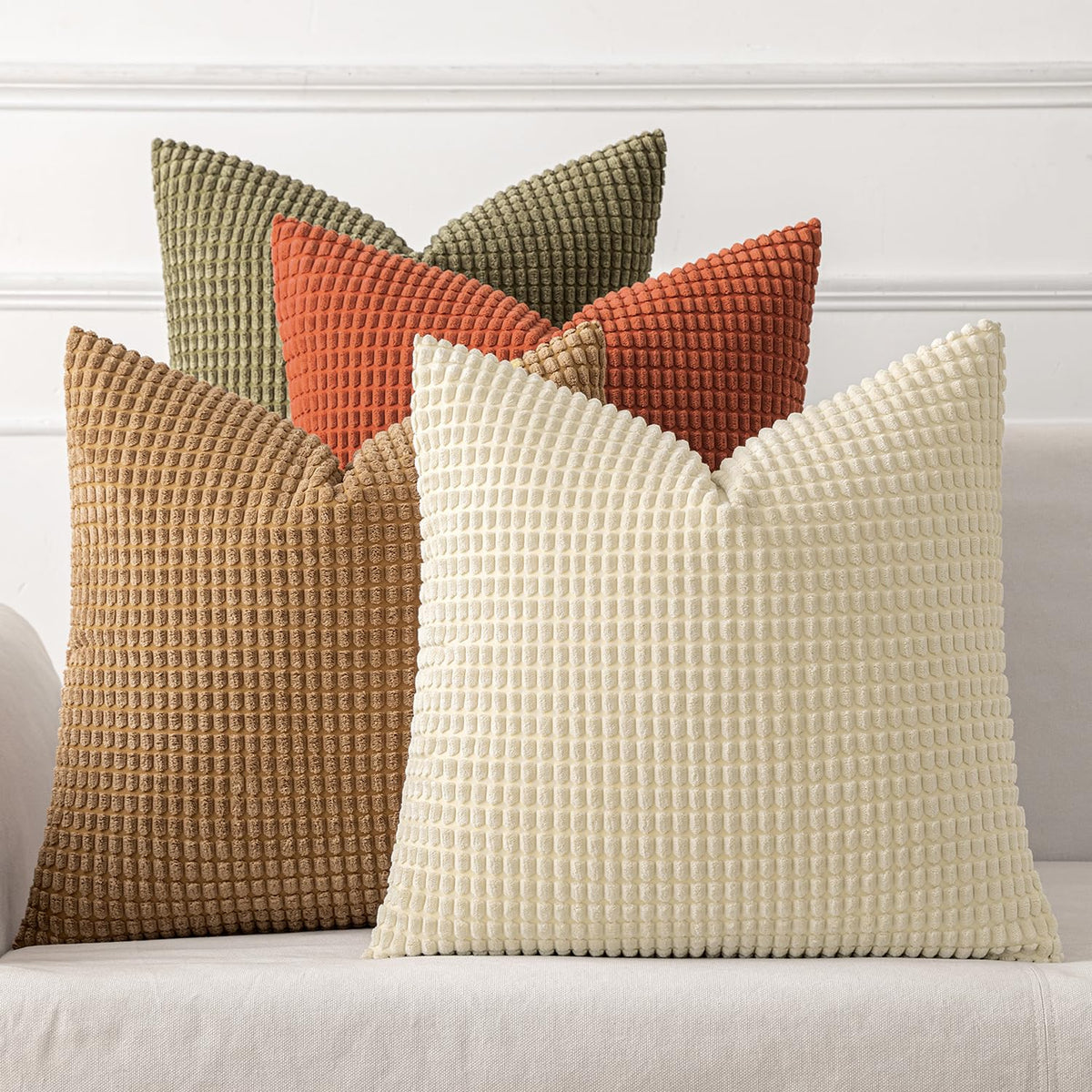 MIULEE Decorative Throw Pillow Covers 18x18 Inch Set of 4 Coastal Blue