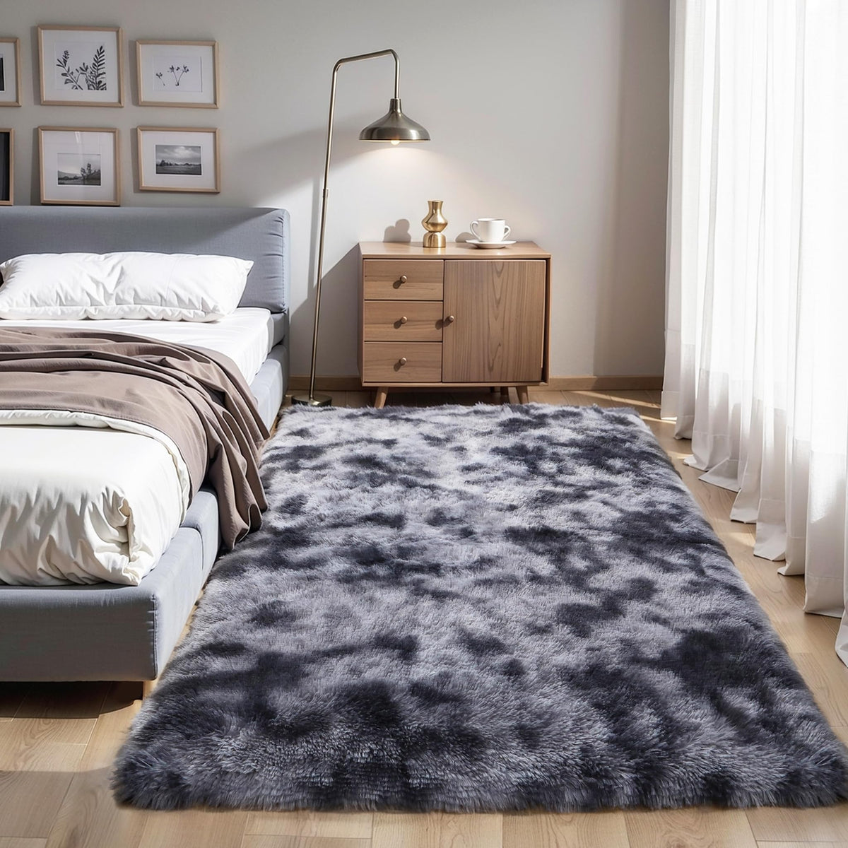 Pink Fluffy 4x6 Area Rugs for Bedroom Girls, Plush Washable Carpet