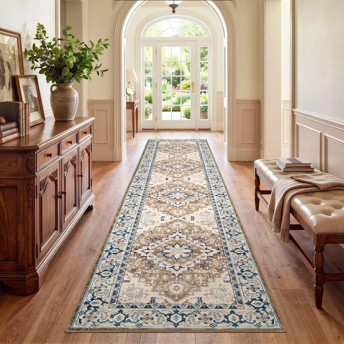 Lofus 5x7 Area Rugs for Living Room Bedroom, Soft Boho Carpet Floral Brown