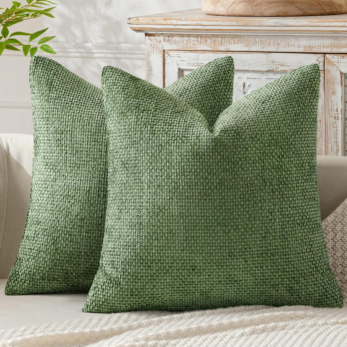 MIULEE Decorative Couch Throw Pillow Covers 18x18 Inch Coastal Blue 2 Pack