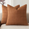 Foindtower Boho Linen Check Decorative Throw Pillow Cover 20×20 Olive Green
