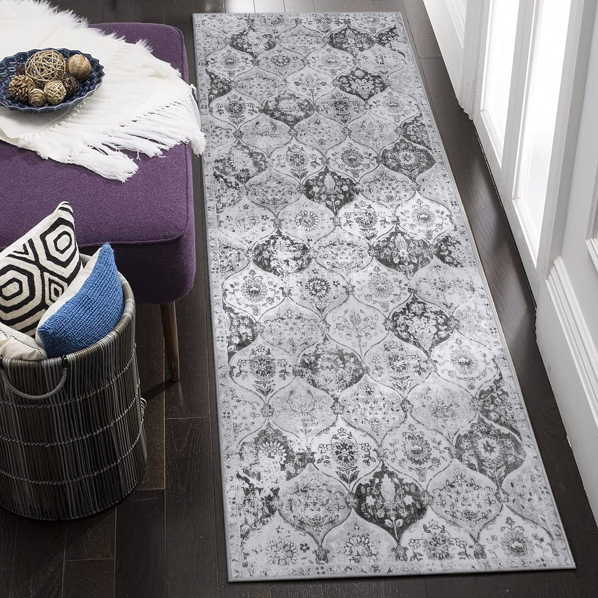 Lahome Moroccan Machine Washable Rugs for Living Room, 4x6 Rug for Bedroom