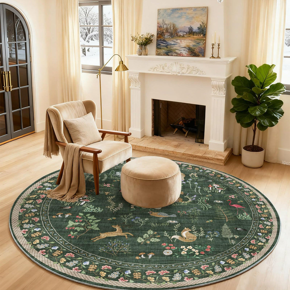 Washable Area Rugs for Living Room: 9x12 Area Rug for Bedroom Vintage Stain Resistant Non Slip Low Pile Lightweight Soft Carpet for Kitchen Dining Room Farmhouse Kids Room Nursery