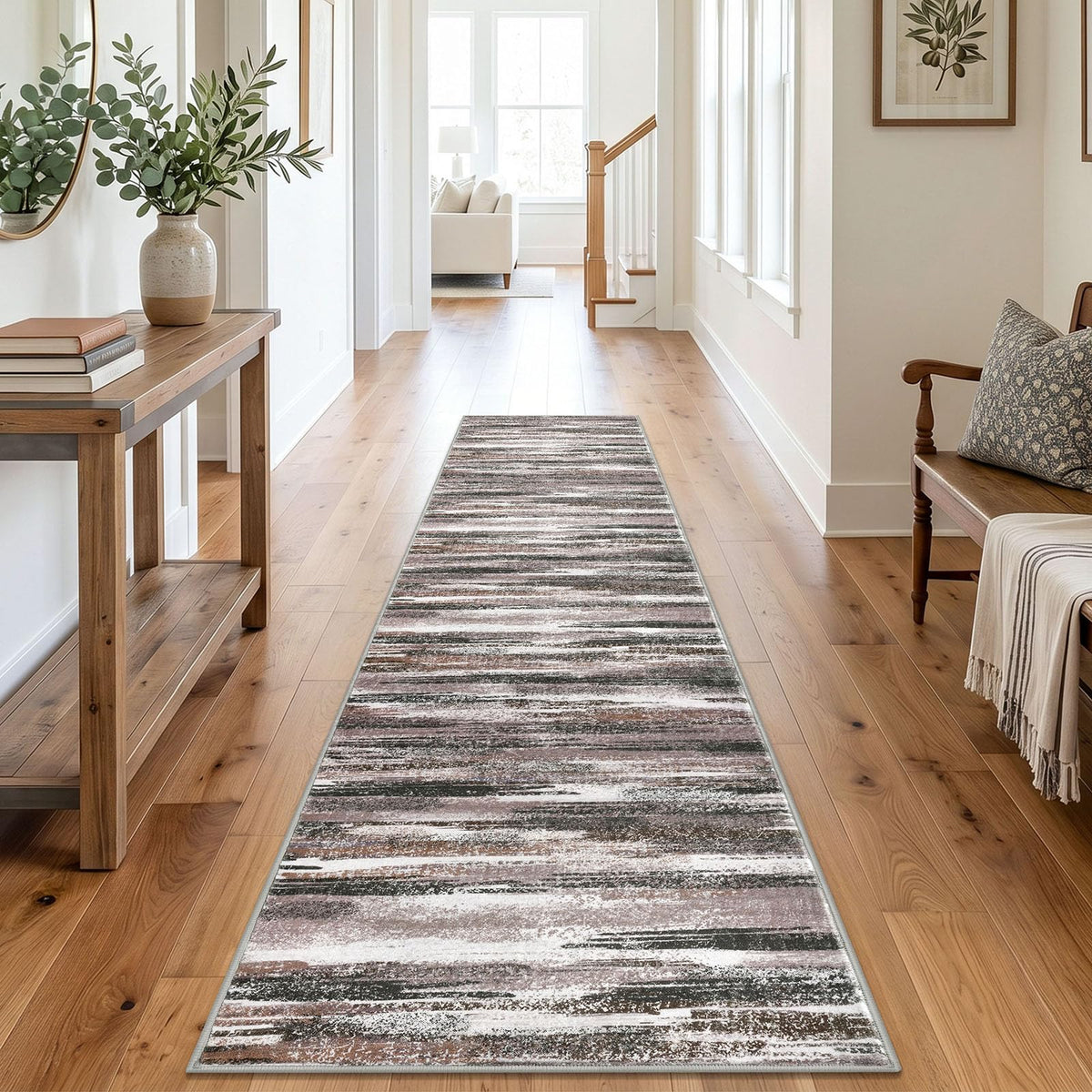 Lansny Abstract 2x3 Area Rug Small Washable Entryway Rug Non Slip Door Mat