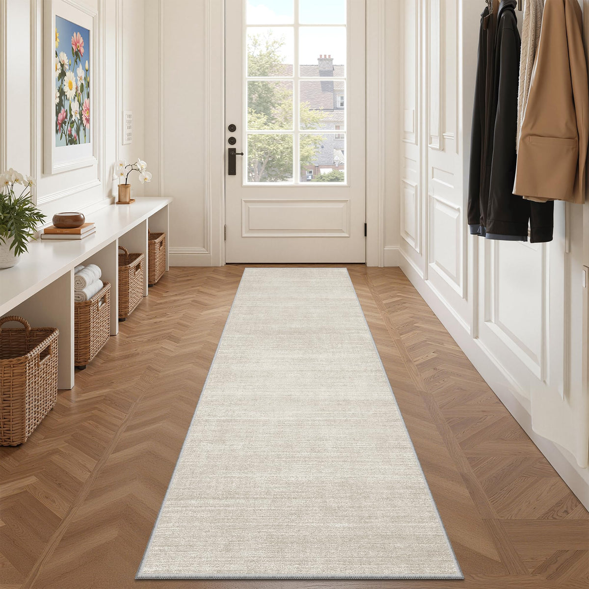 Valenrug Washable Rugs 5x7, Non Slip Large Area Rugs for Living Room, Beige