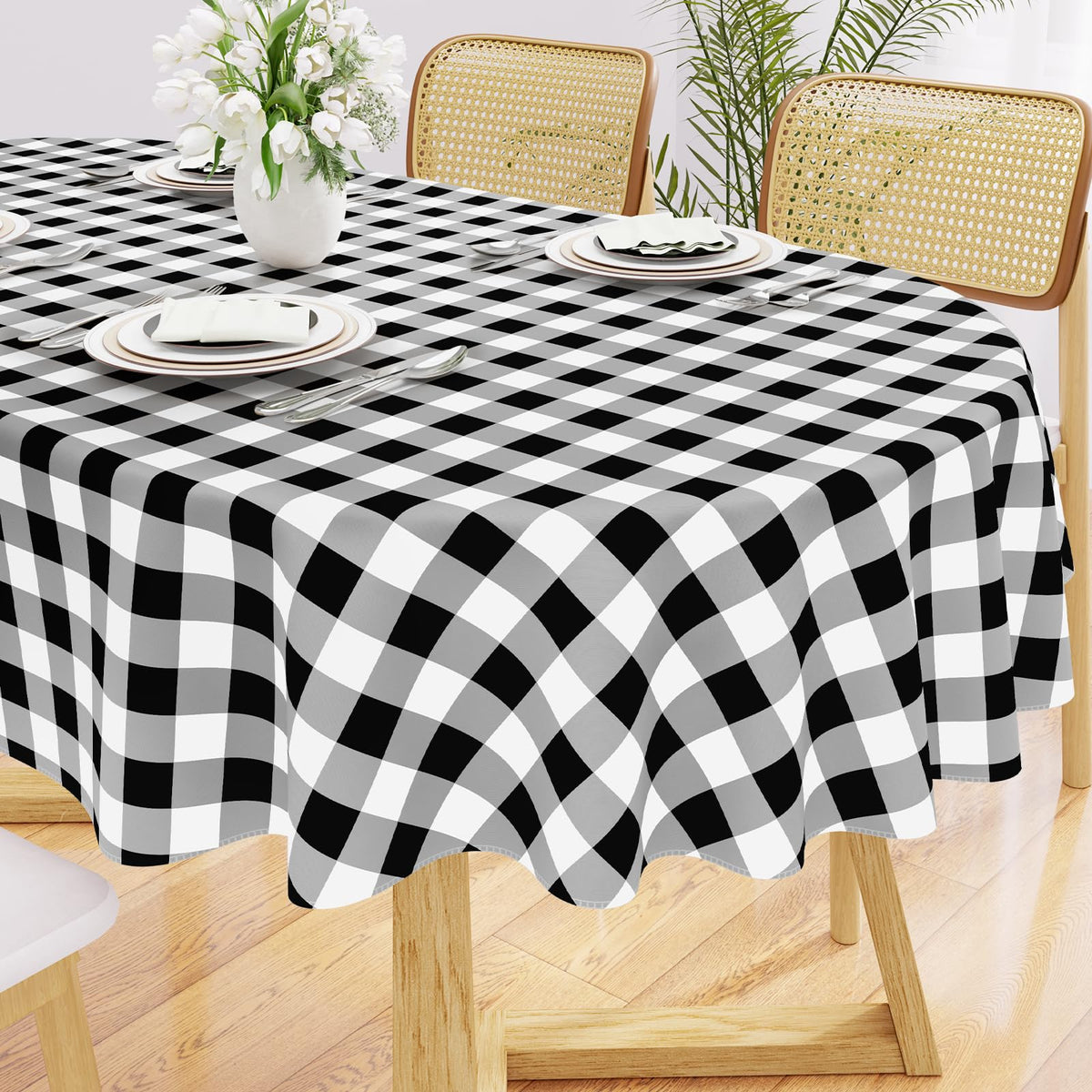 Smiry Picnic Table Cloth, Vinyl Tablecloths with Flannel Backing, 60"x84"