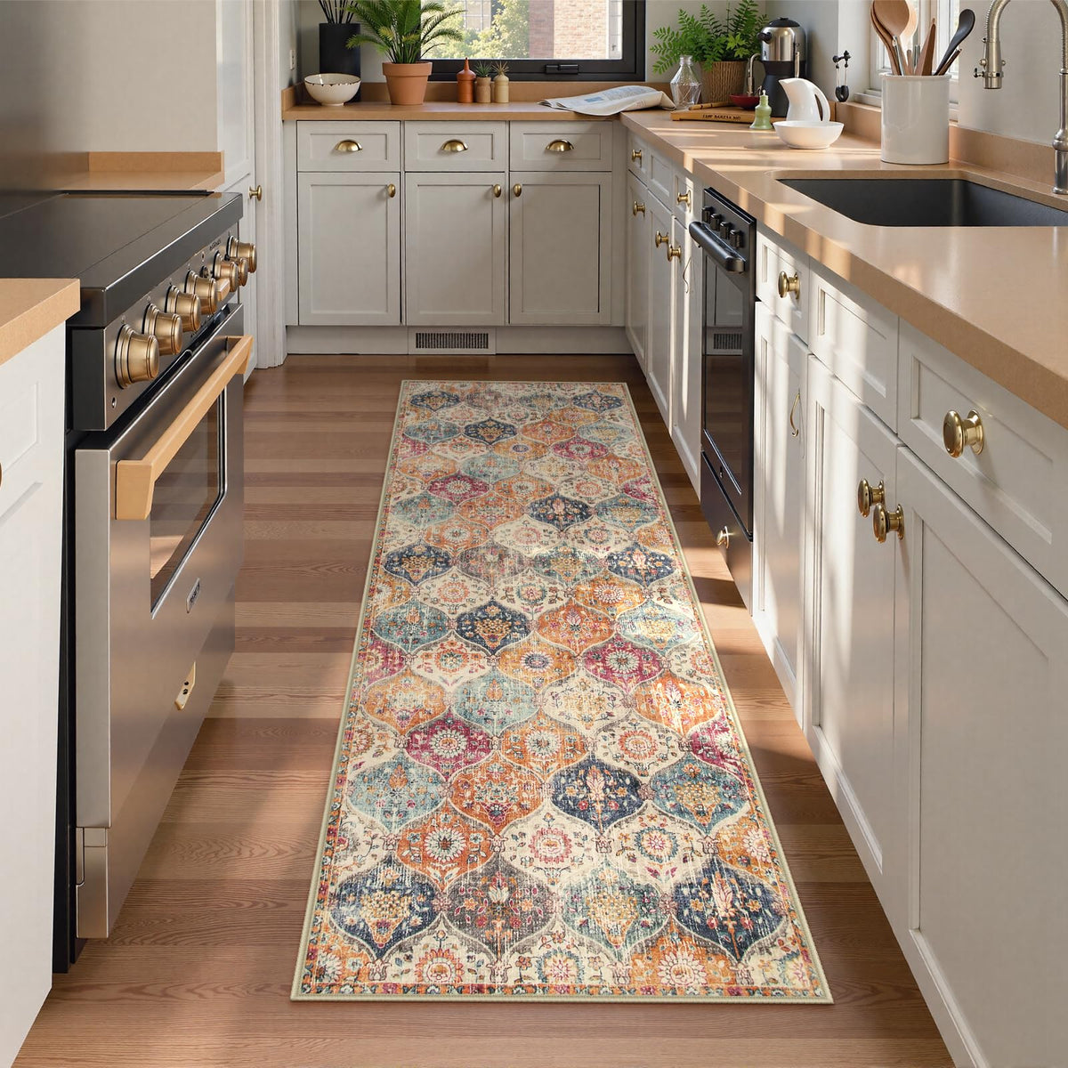 Lahome Moroccan Machine Washable Rugs for Living Room, 4x6 Rug for Bedroom