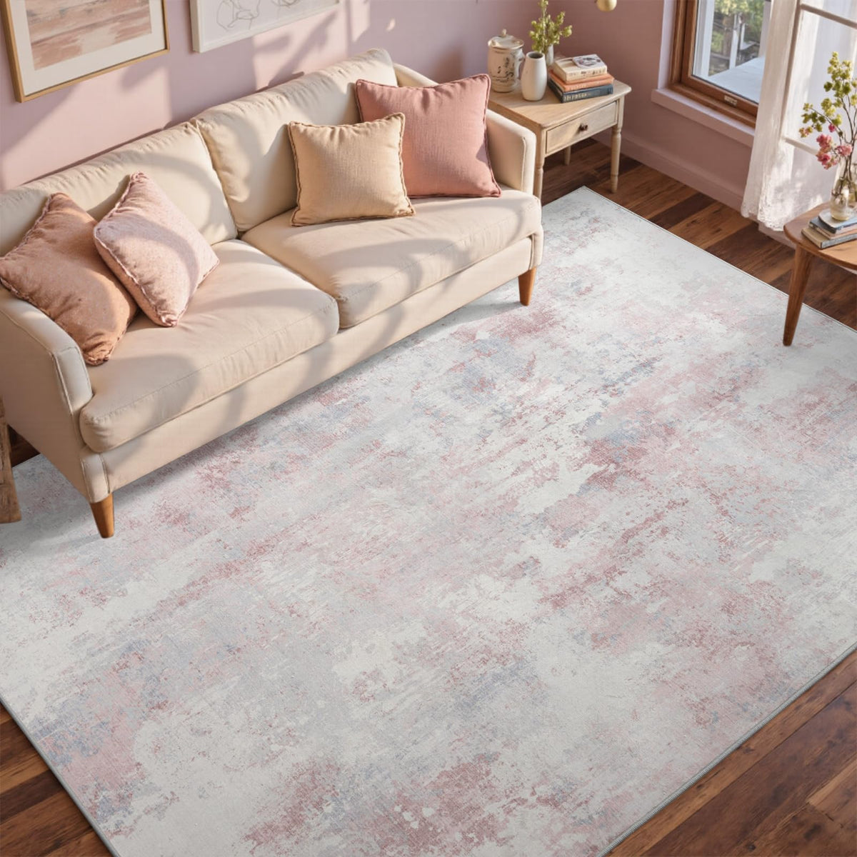 6x9 Ft Large Area Rugs for Living Room, Soft Non-Slip Washable Rugs Modern Abstract Pattern Carpet for Bedroom Indoor Floor Nursery Home Decor (Blue)