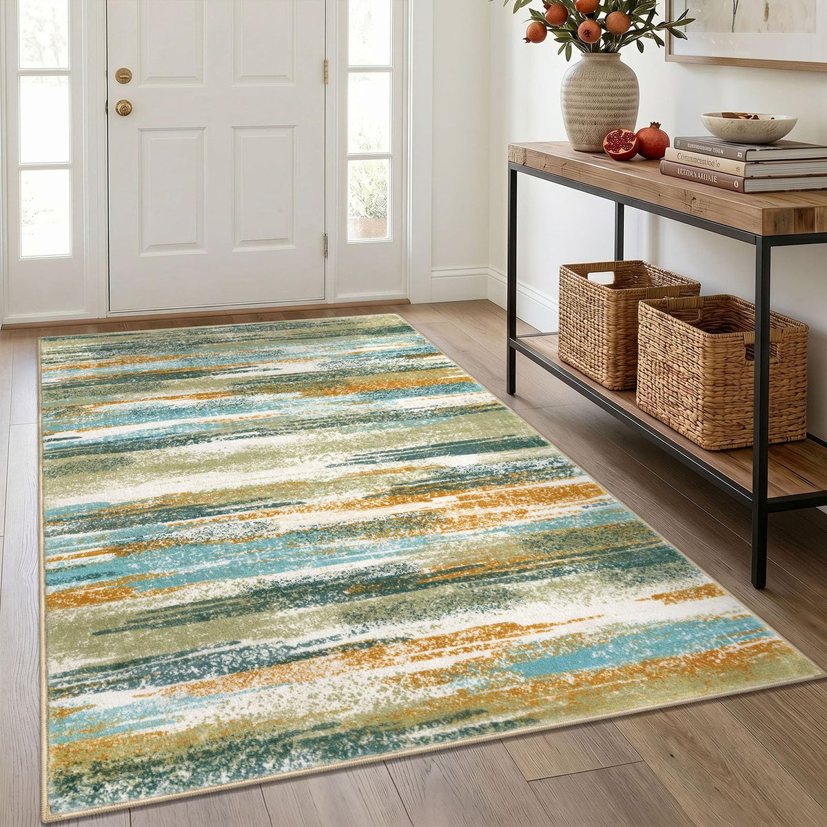 Lansny Abstract 2x3 Area Rug Small Washable Entryway Rug Non Slip Door Mat
