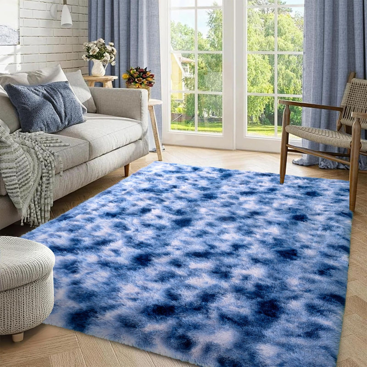 5x7 Black Area Rugs for Living Room, Large Fluffy Shag Bedroom Rugs Non-Slip, Ultra Soft Plush Carpet for Nursery Kids PlayRoom Dorm Office Indoor Modern Carpets