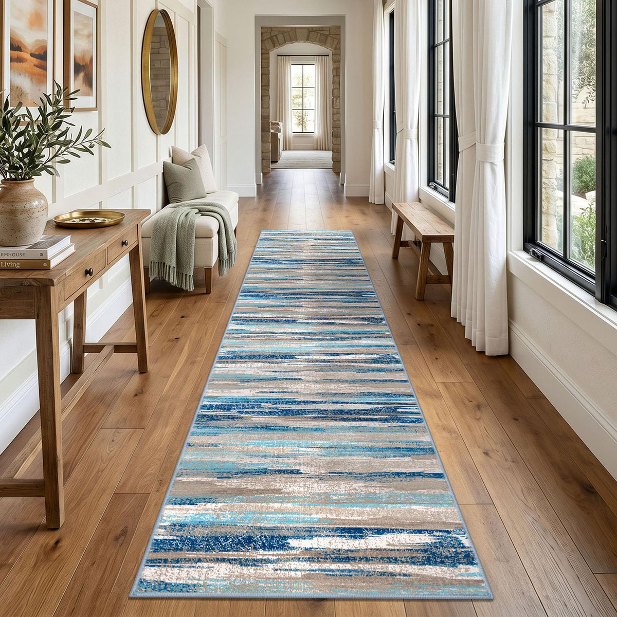 Lansny Abstract 2x3 Area Rug Small Washable Entryway Rug Non Slip Door Mat