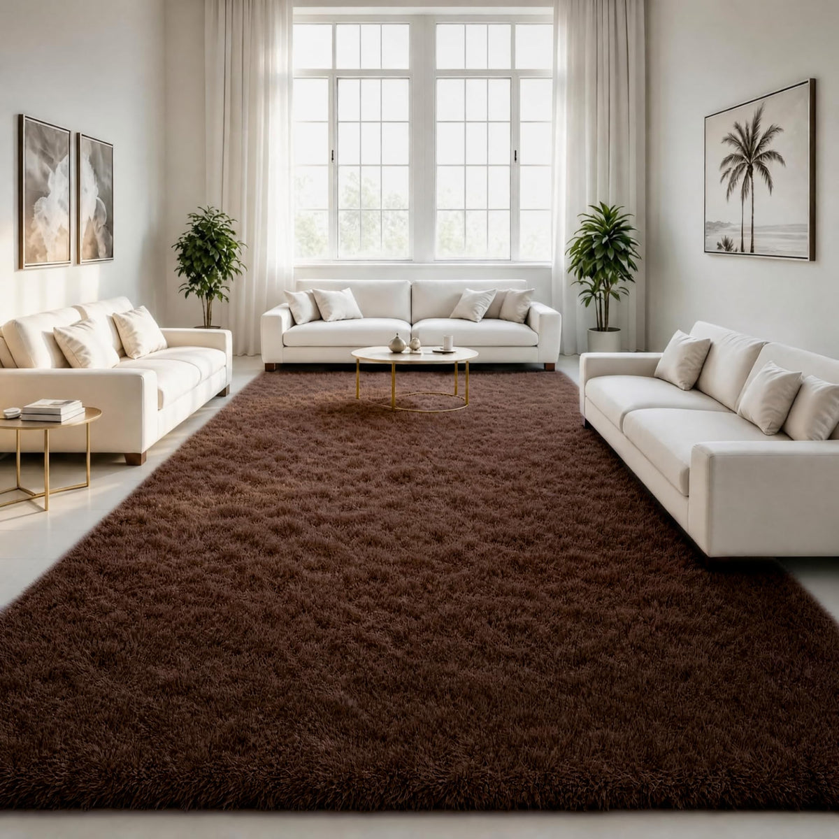 LOCHAS 4x6 Area Rugs Fluffy Living Room Carpets for Kids Bedroom, White