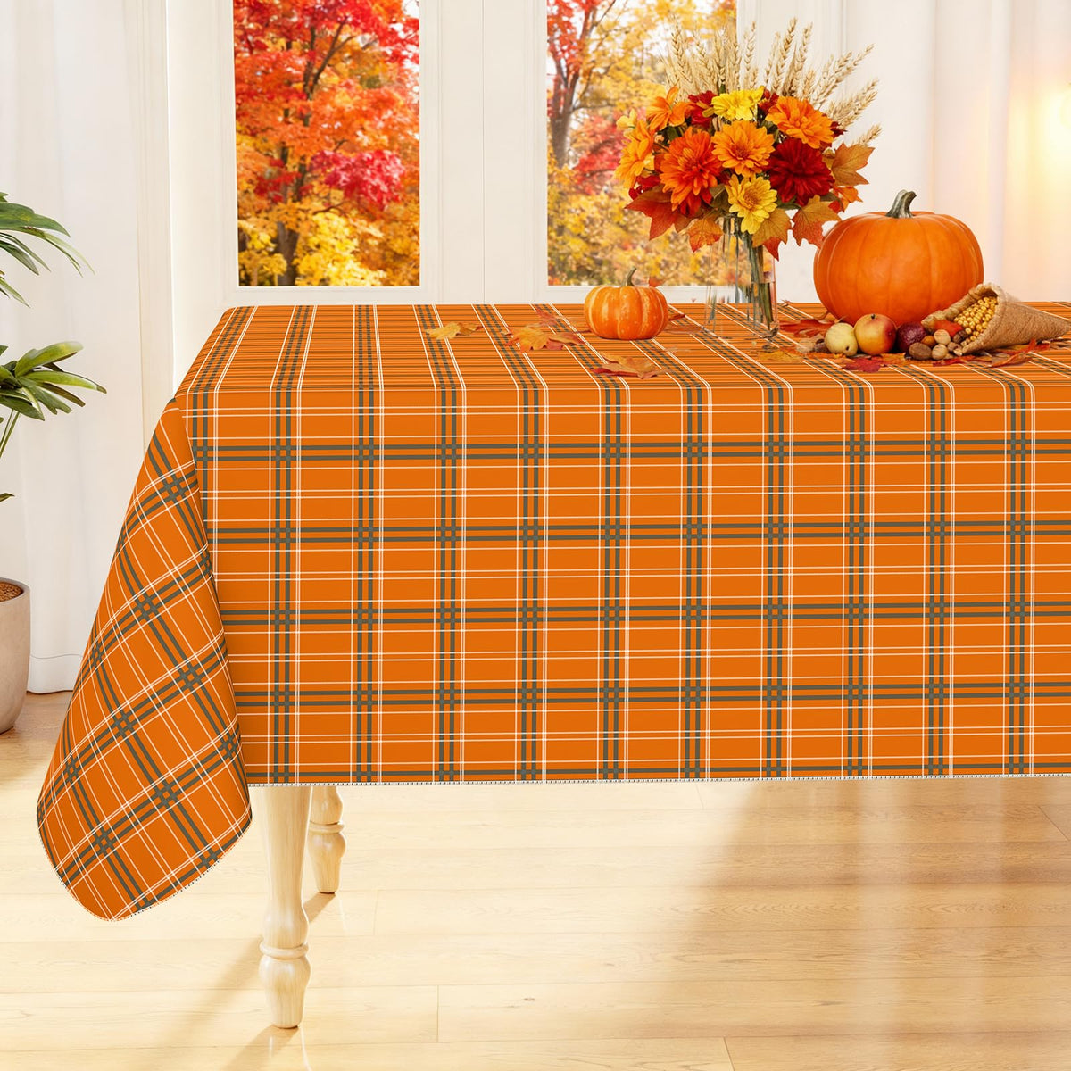 Smiry Picnic Table Cloth, Vinyl Tablecloths with Flannel Backing, 60"x84"