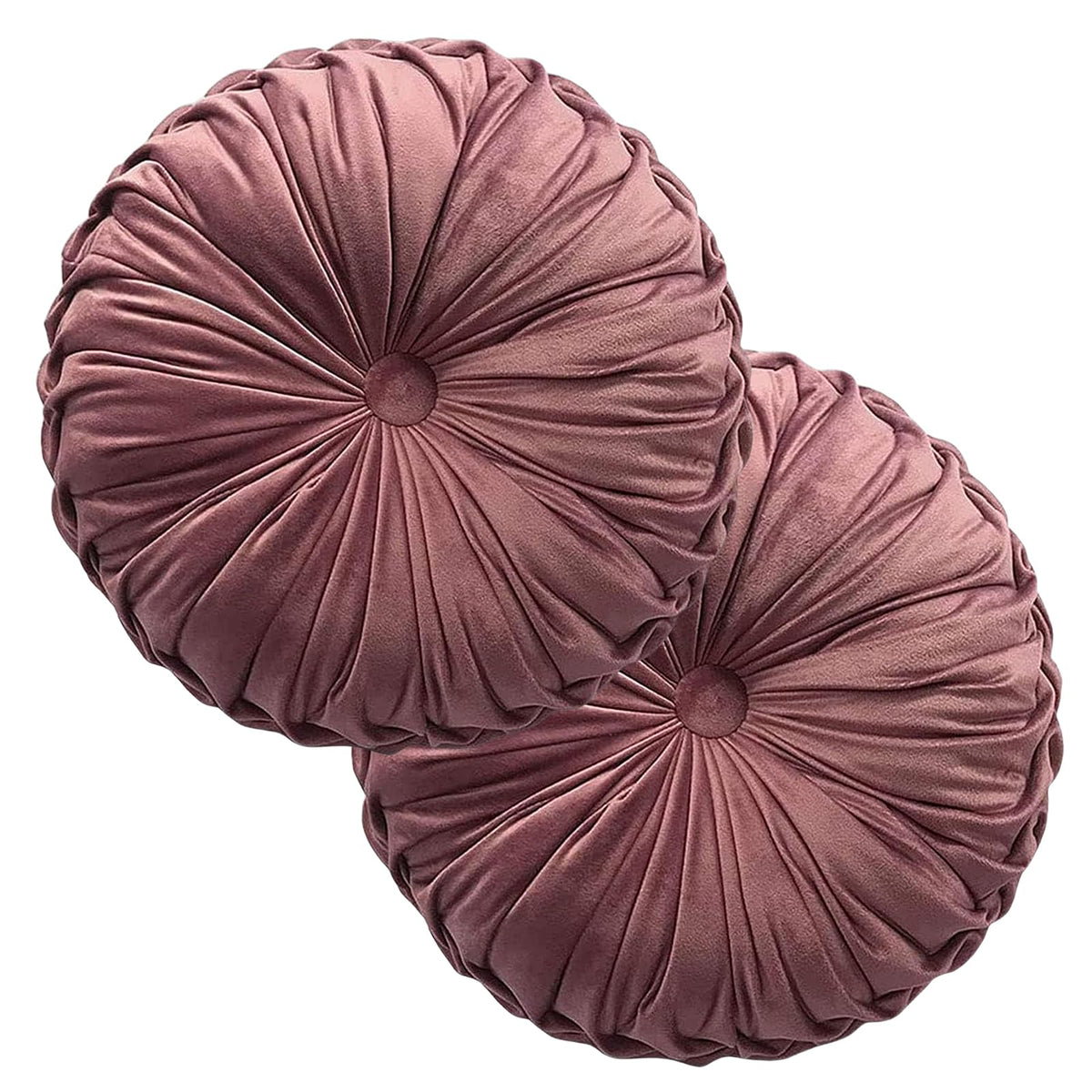 Teieas Round Throw Pillow Velvet Home Decoration Pleated Round Pillow Cushion for Couch Chair Bed Car Orange