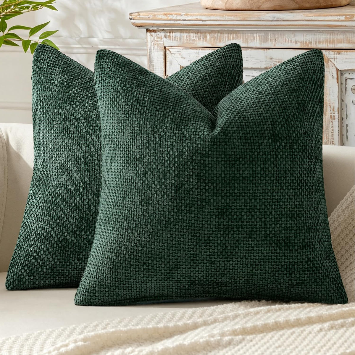 MIULEE Decorative Couch Throw Pillow Covers 18x18 Inch Coastal Blue 2 Pack
