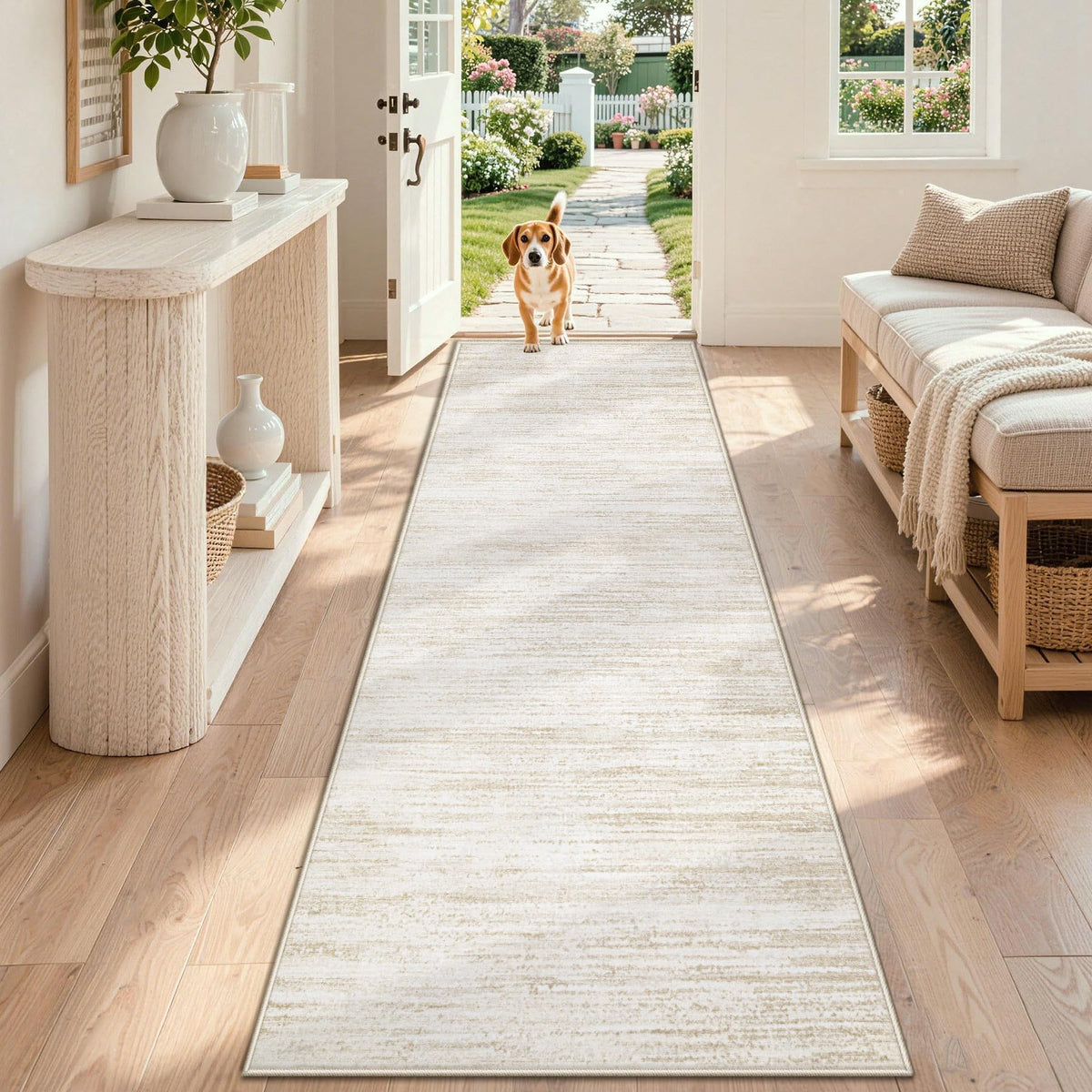 Area Rug 6x9 Living Room Rugs: Washable Modern Rug Non-Slip Soft Rugs Stain Resistant Printed Rug Indoor Carpet for Bedroom Kitchen Dining Room Nursery Home(Beige, 6'x9')
