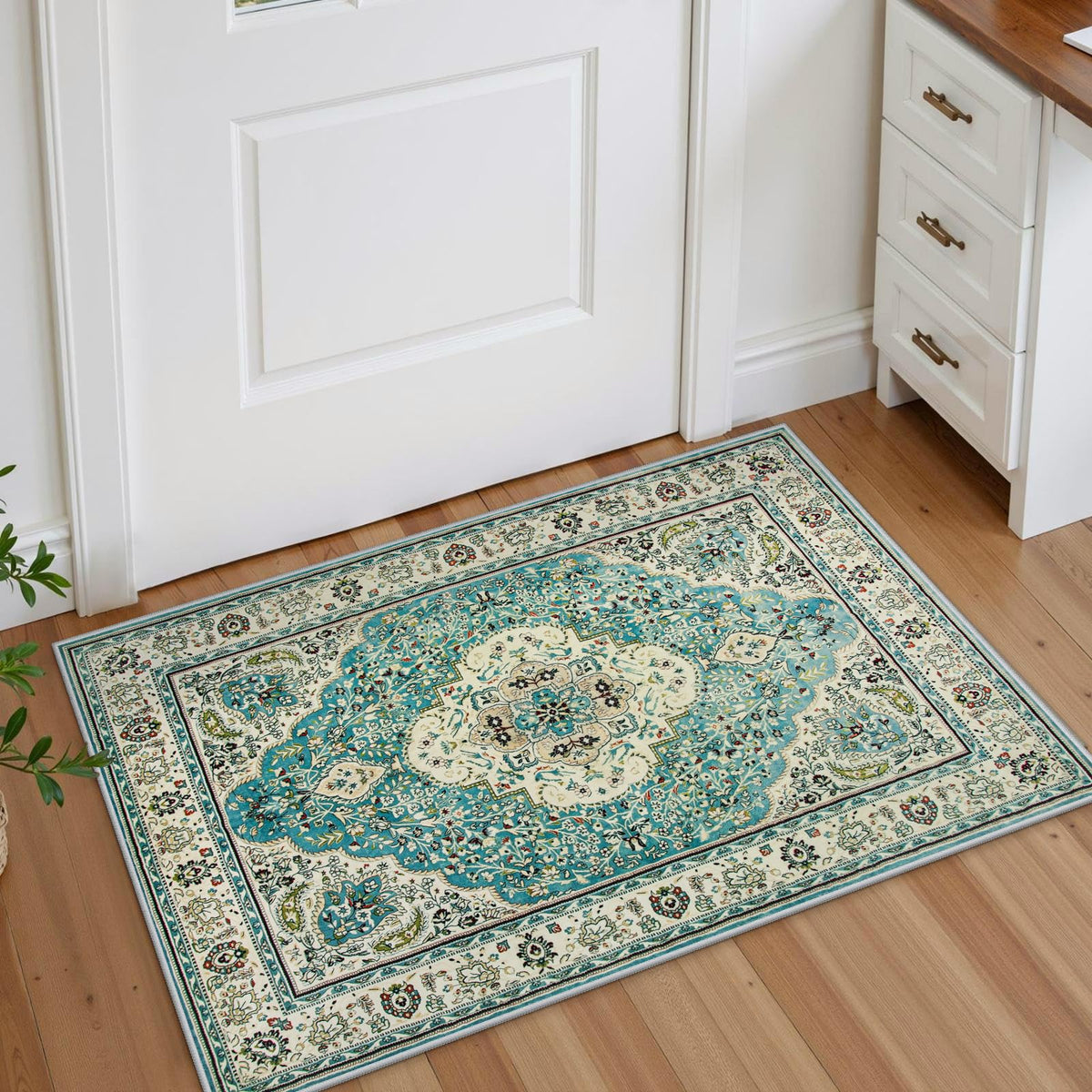 Lahome Felice Boho Tribal 2x3 Washable Small Rugs for Entryway Doormat Indoor Entrance, Throw Rugs with Rubber Backing, Bohemian Soft Non-Slip Bathroom Carpet for Bath Front Door Kitchen Floor