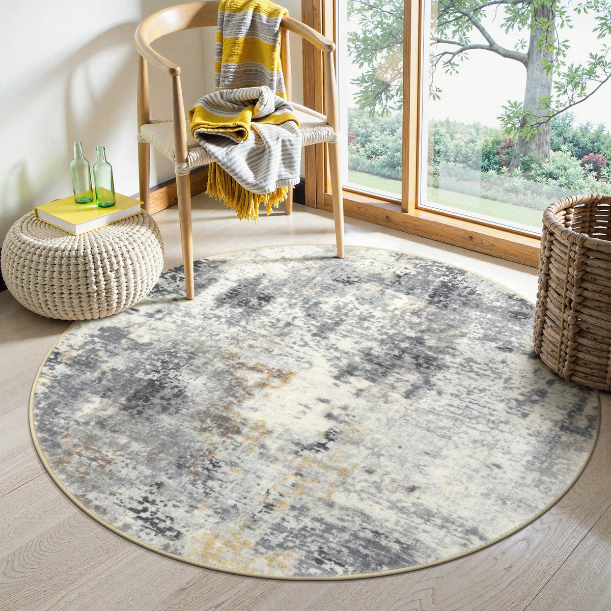 Lahome Modern Abstract Washable 5x7 Area Rugs for Living Room, Colorful Soft Bedroom Rug Low Pile Non Slip,Stain Resistance Dining Room Carpet for Nursery Office Entrance Home Office Decor