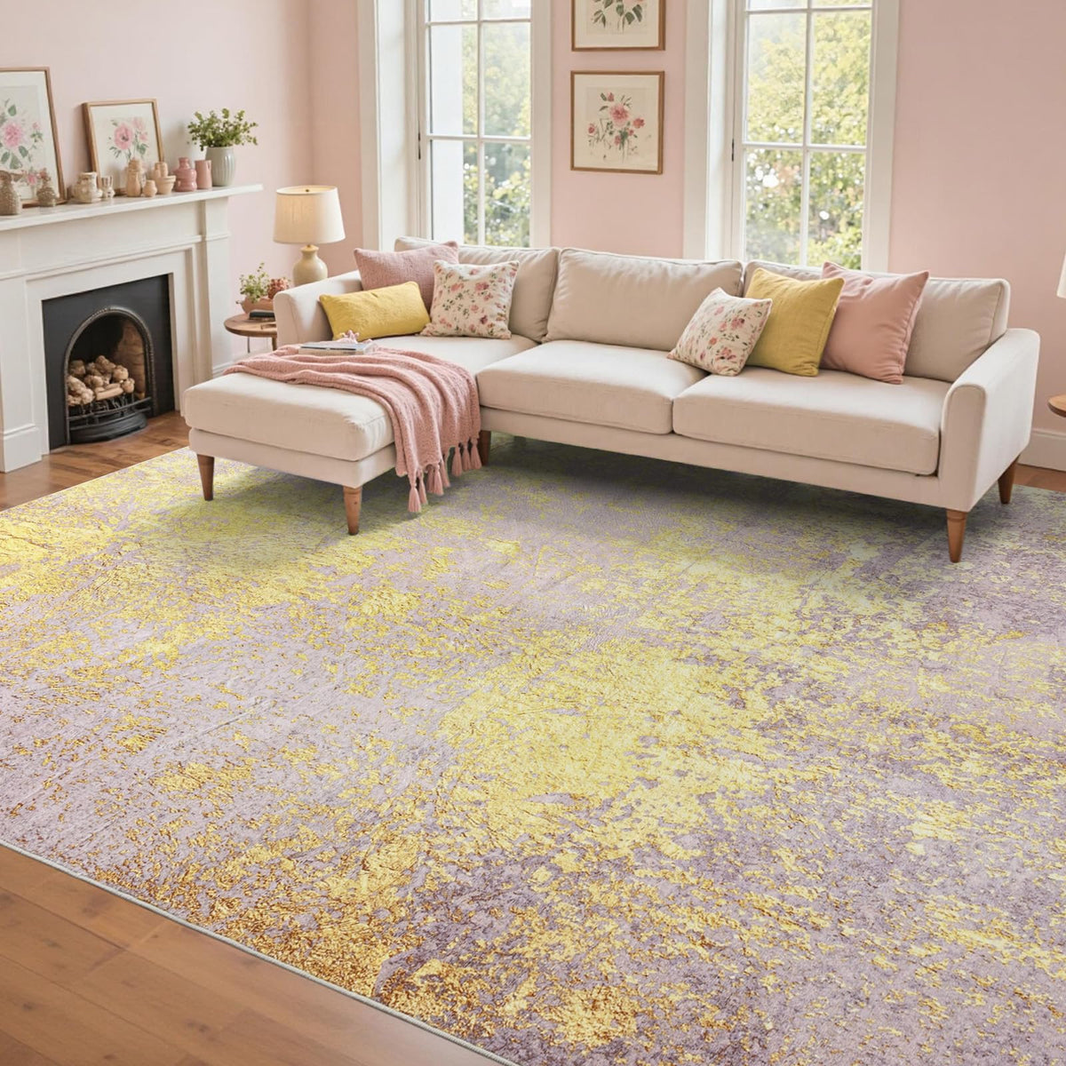 6x9 Ft Large Area Rugs for Living Room, Soft Non-Slip Washable Rugs Modern Abstract Pattern Carpet for Bedroom Indoor Floor Nursery Home Decor (Blue)