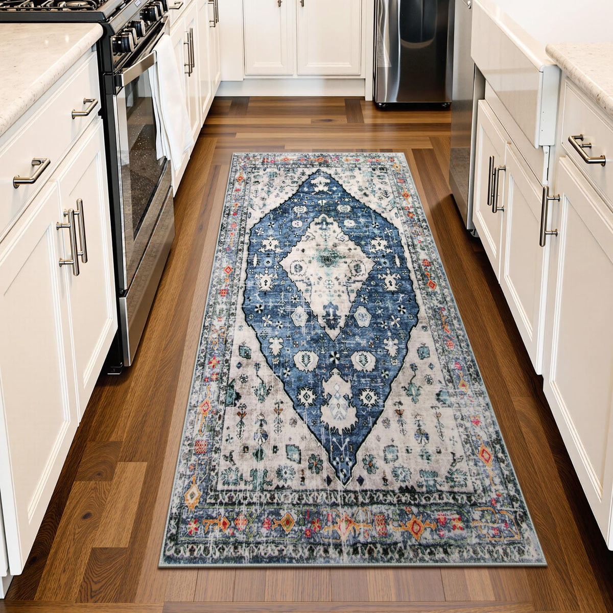 Lahome Felice Boho Tribal 2x3 Washable Small Rugs for Entryway Doormat Indoor Entrance, Throw Rugs with Rubber Backing, Bohemian Soft Non-Slip Bathroom Carpet for Bath Front Door Kitchen Floor