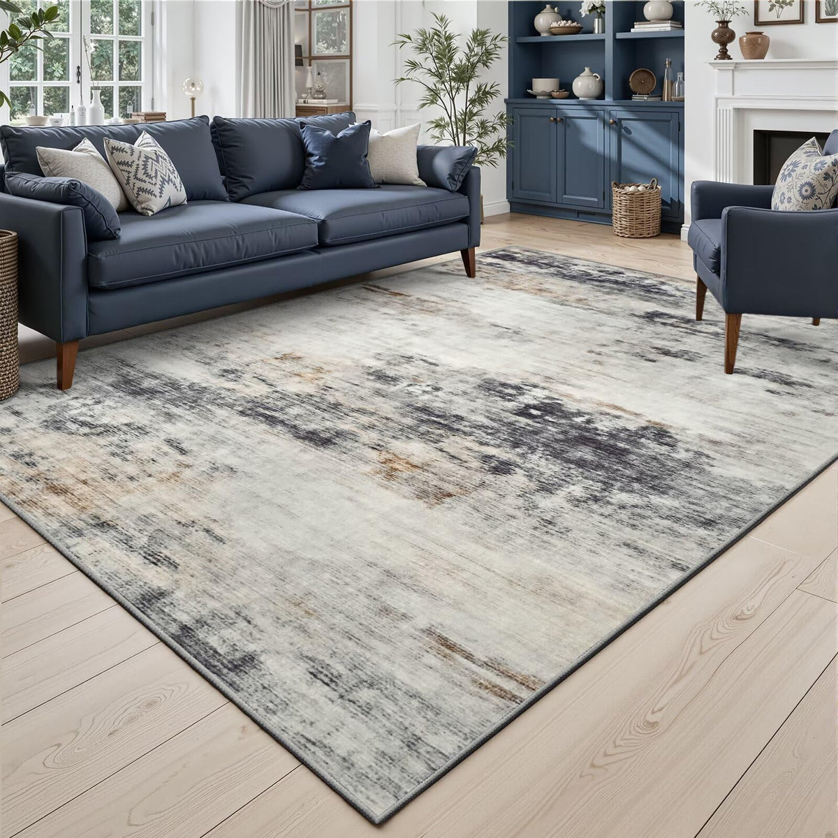 Toneed 4'x6' Washable Area Rugs for Bedroom Living Room, 48"x72" Grey