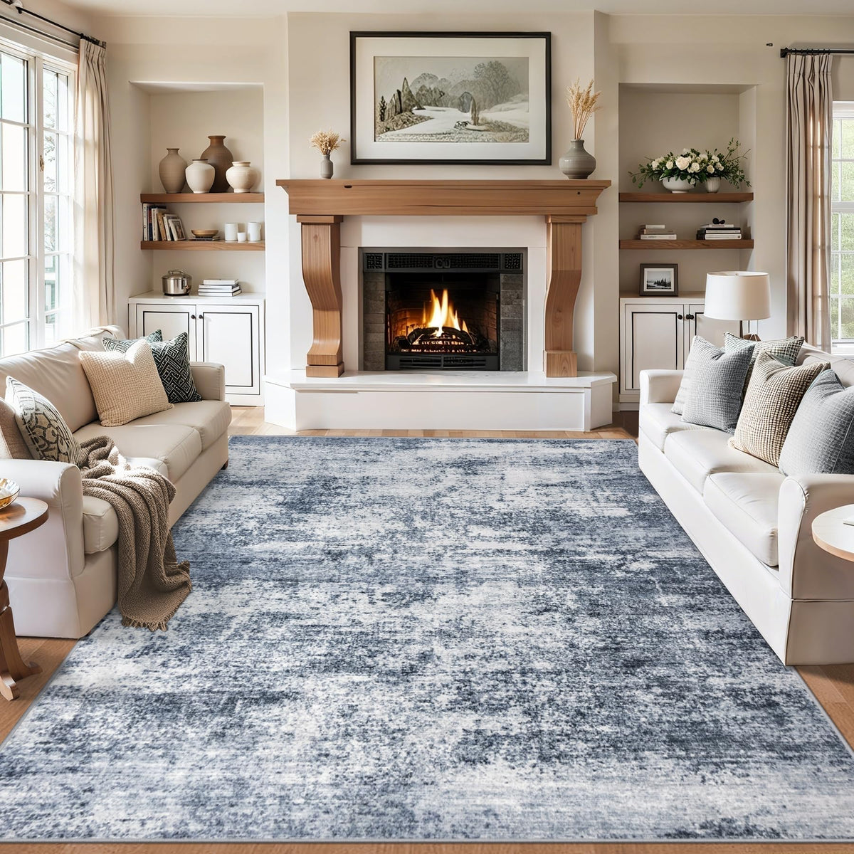 PLHXFR 8x10 Area Rug Living Room: Modern Abstract Washable Carpet Multi