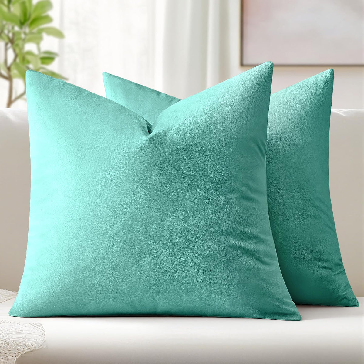 MIULEE Velvet Throw Pillow Covers 18x18 Inch Pack of 2 Dark Blue
