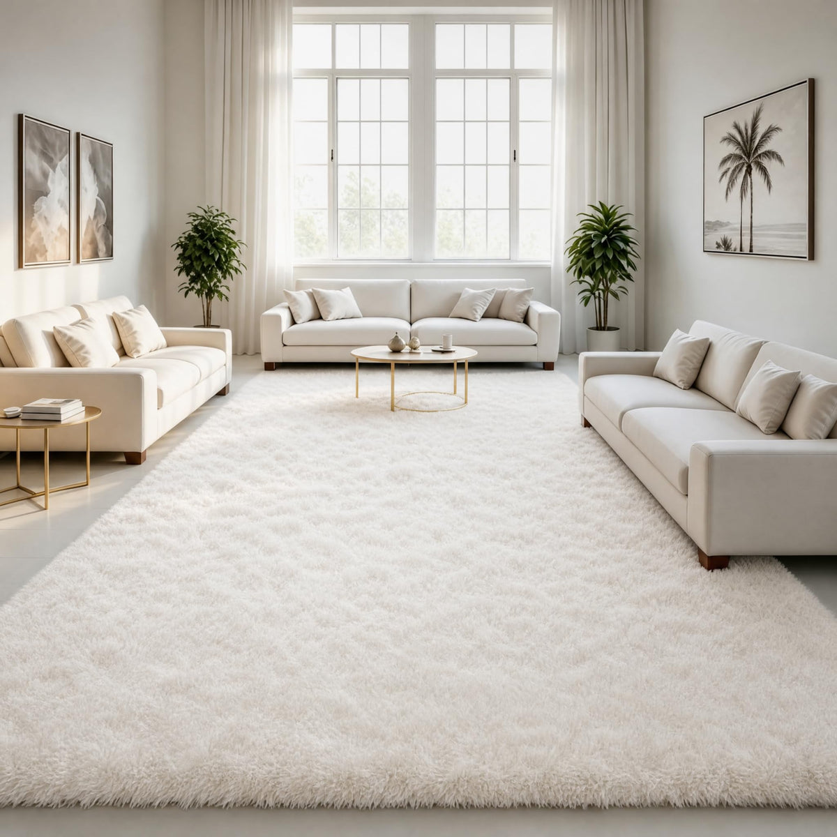 LOCHAS 4x6 Area Rugs Fluffy Living Room Carpets for Kids Bedroom, White