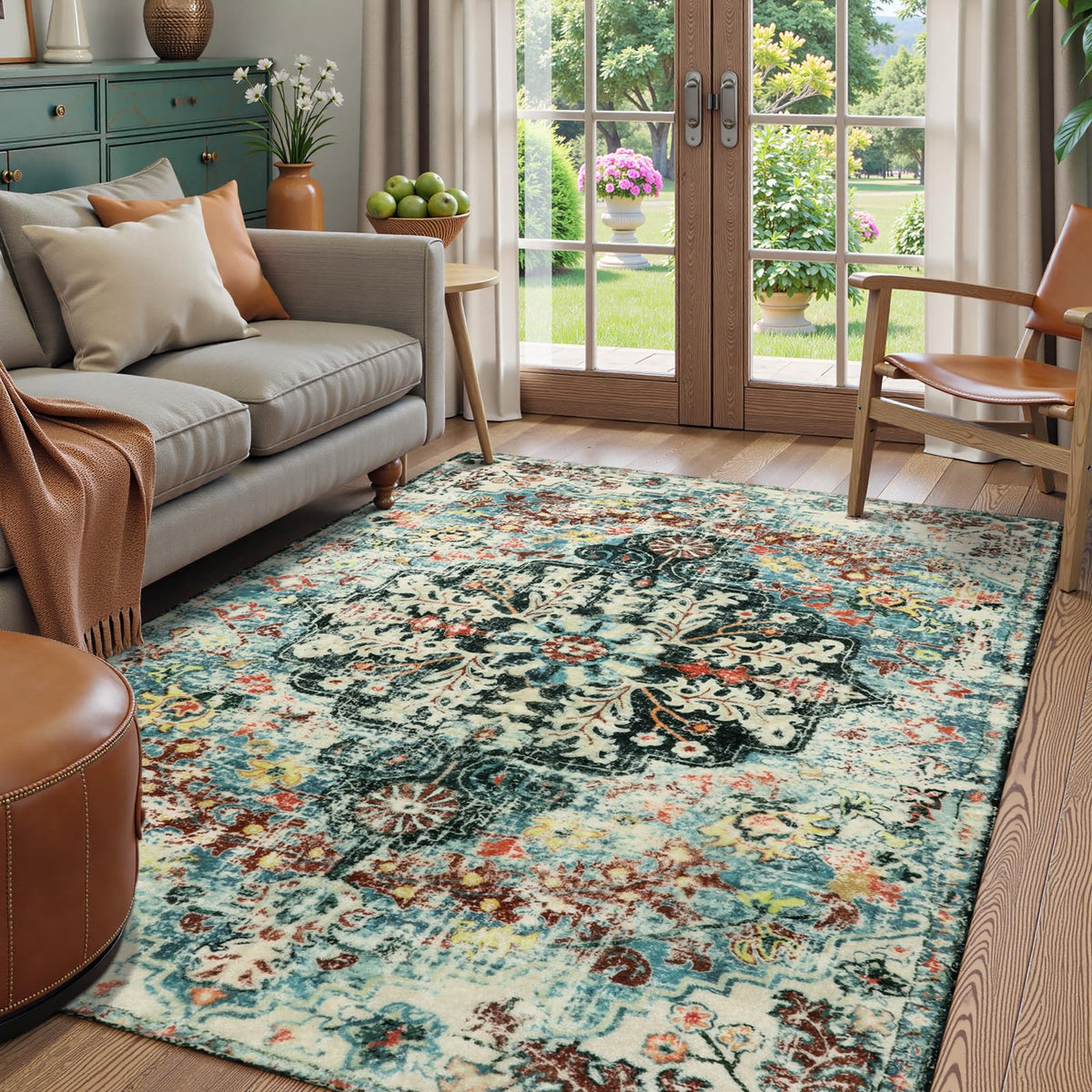 Lahome Felice Boho Tribal 2x3 Washable Small Rugs for Entryway Doormat Indoor Entrance, Throw Rugs with Rubber Backing, Bohemian Soft Non-Slip Bathroom Carpet for Bath Front Door Kitchen Floor